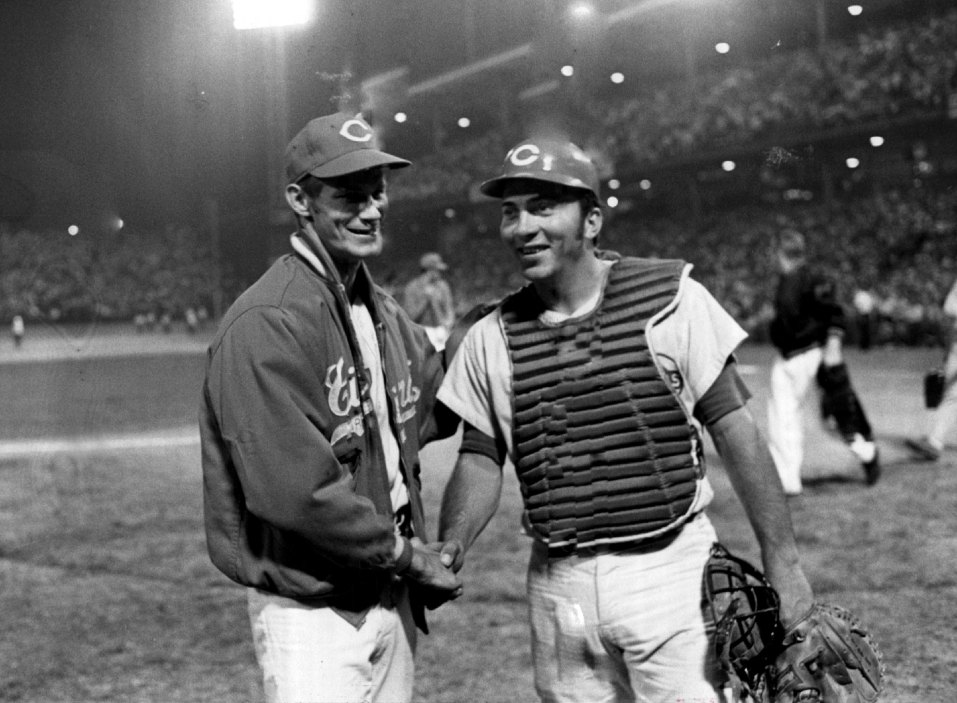 Wayne Granger, left, Johnny Bench, Reds, MLB