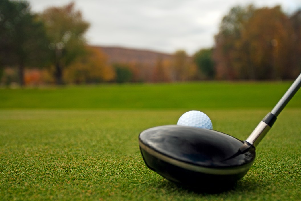 Golf ball, tee, club, course